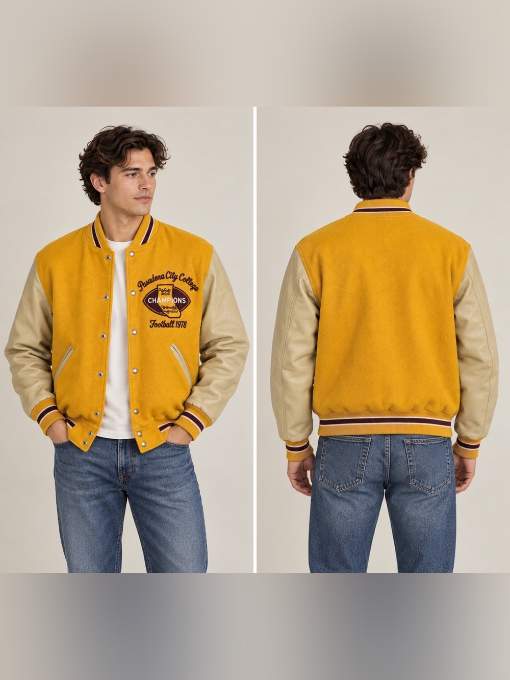 Vintage DeLONG Varsity Jacket Pasadena City College 1978 Wool Leather